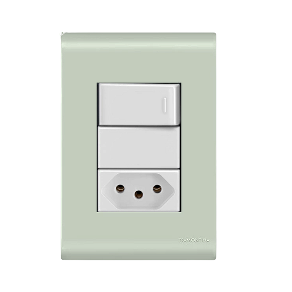 Conjunto Interruptor Paralelo + Tomada 20A Liz Verde Ardósia Tramontina