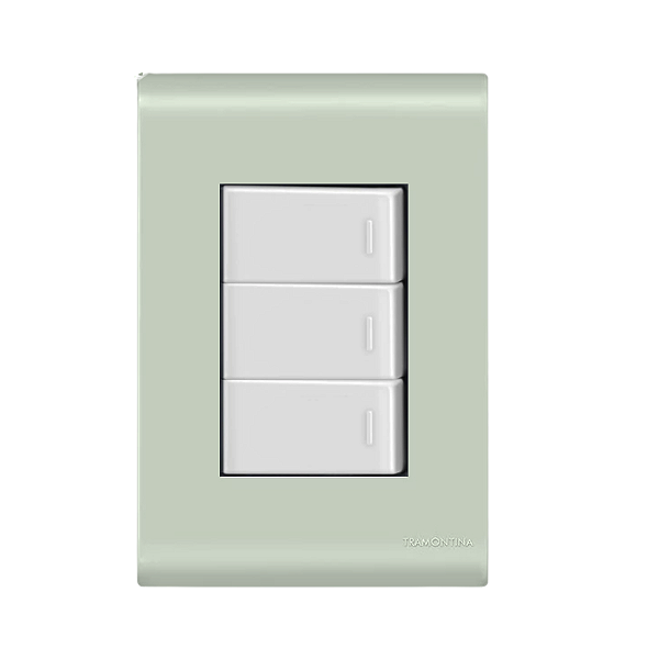 Conjunto Interruptor Triplo Simples Liz Verde Ardósia Tramontina