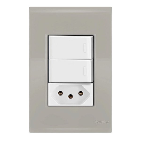Conjunto Interruptor Duplo Simples + Tomada 20A Liz Fendi Tramontina