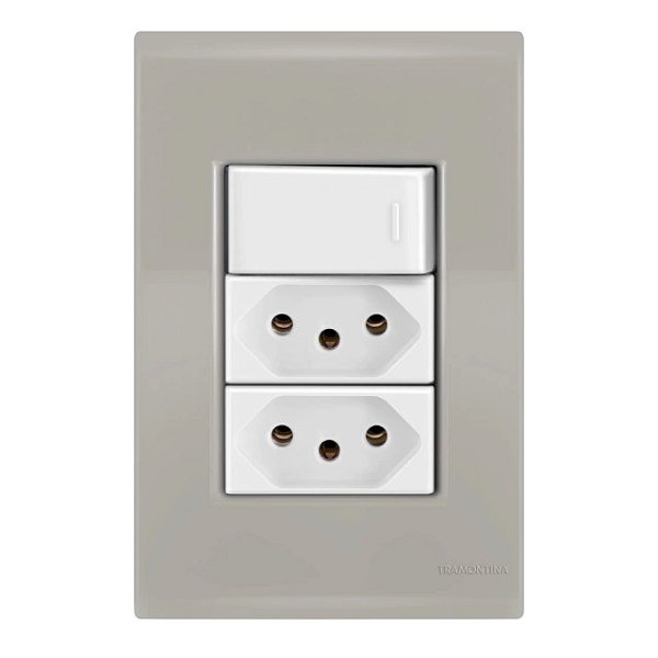 Conjunto Tomada Dupla 20A + Interruptor Paralelo Liz Fendi Tramontina