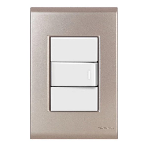 Conjunto Interruptor Simples Liz Ouro Velho c/ Branco Tramontina
