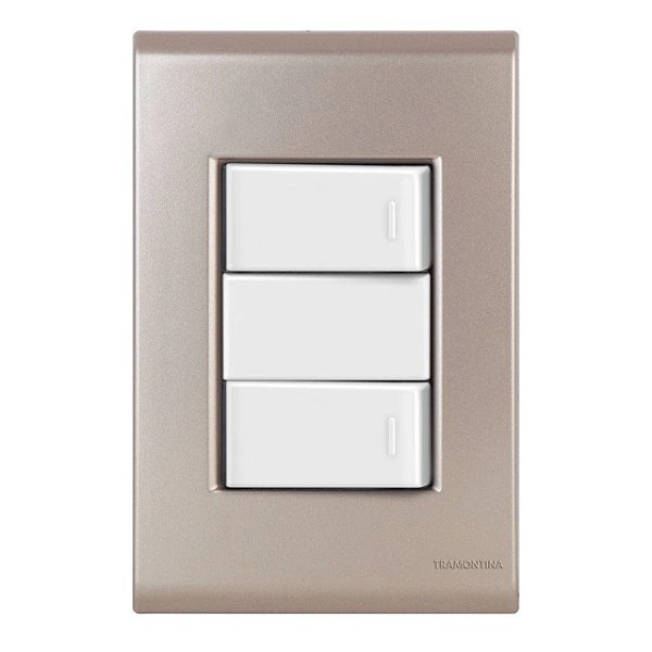 Conjunto Interruptor Duplo Paralelo Liz Ouro Velho c/ Branco Tramontina