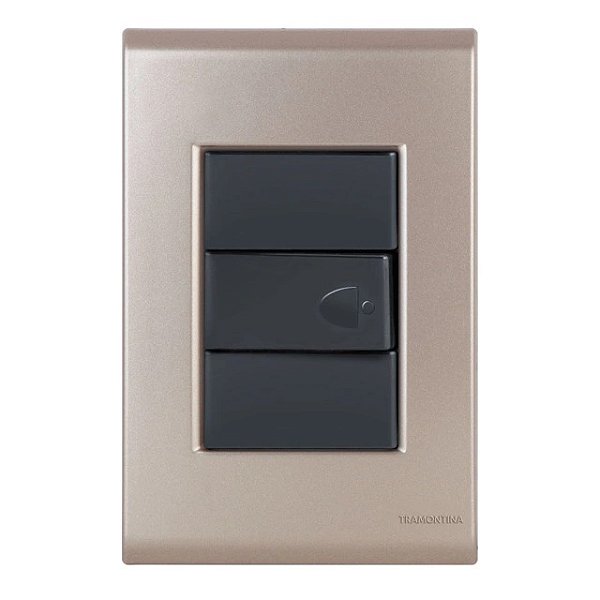 Conjunto Pulsador Campainha Liz Ouro Velho c/ Grafite Tramontina