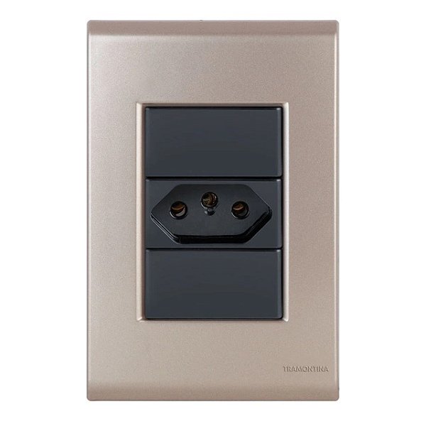 Conjunto Tomada 20A Liz Ouro Velho c/ Grafite Tramontina