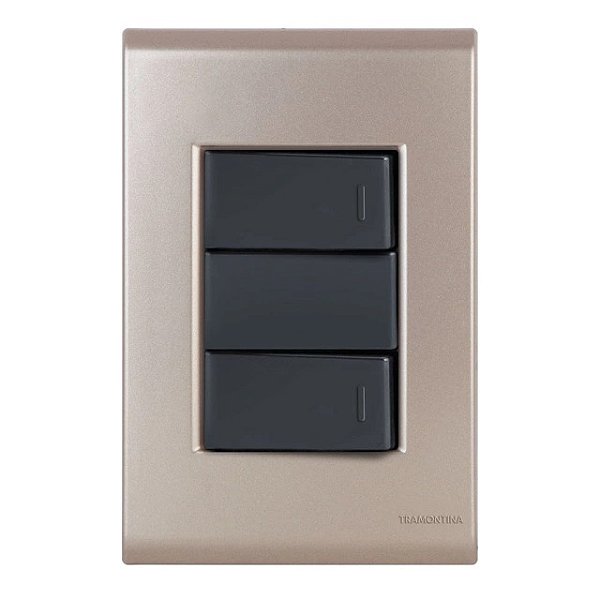 Conjunto Interruptor Duplo Paralelo Liz Ouro Velho c/ Grafite Tramontina