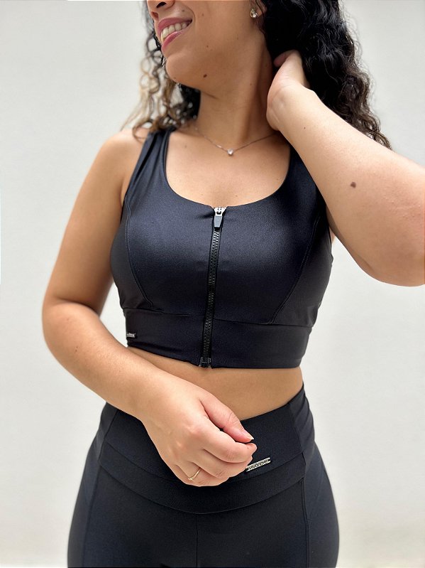 Top Zíper Preto