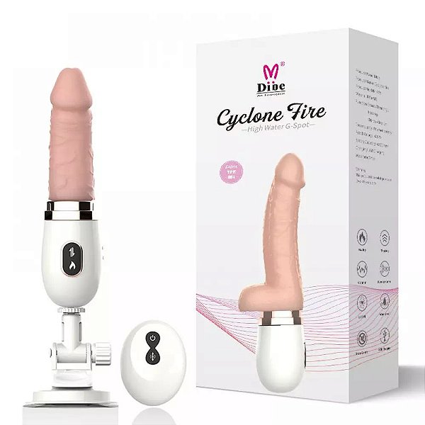 VIBRADOR REALISTICO RECARREGAVEL COM ESCROTO E VENTOSA CYCLONE FIRE DIBE