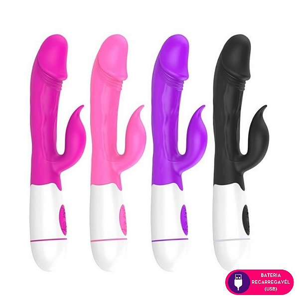 VIBRADOR PONTO G RECARREGAVEL COM ESTIMULADOR CLITORIANO