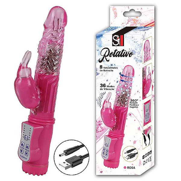 VIBRADOR ROTATIVO RECARREGAVEL 36 VIBRAÇÕES