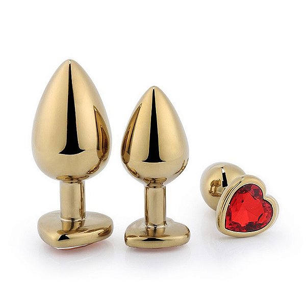PLUG ANAL DOURADO DE CORAÇÃO EM AÇO P