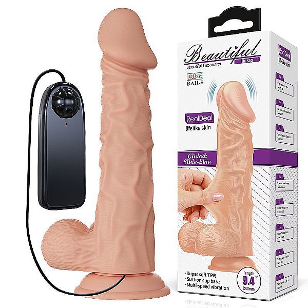 PRÓTESE COM VIBRO E VENTOSA 21x4cm