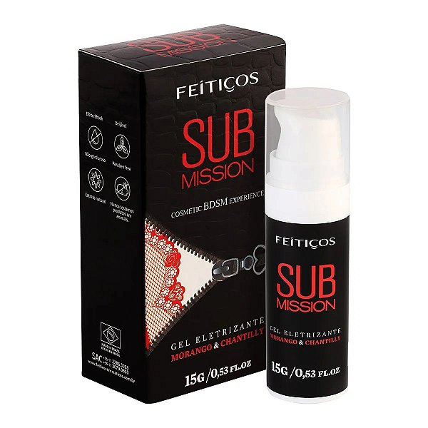 GEL EXCITANTE ELETRIZANTE PARA BEIJO DE SUDITO SUBMISSION 15g MORANGO COM CHANTILLY