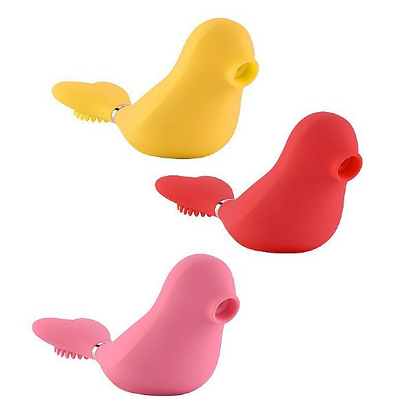 VIBRADOR COM SUGADOR E AQUECIMENTO PASSARINHO CAIXA DE SOM