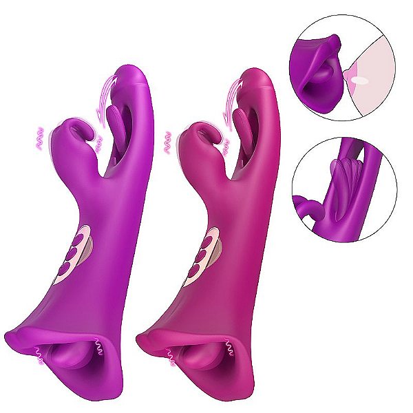 VIBRADOR DE PONTO G E CLITORIANO COM BOCA E DEDILHAR SLAP