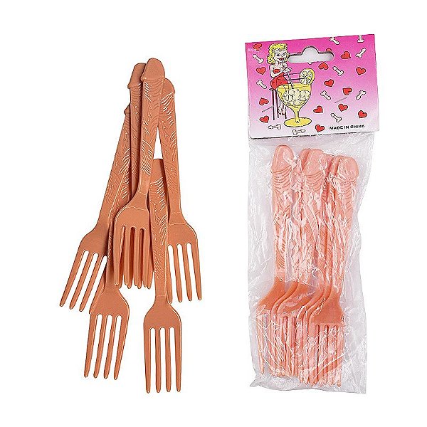 KIT COM 6 GARFOS EM FORMATO DE PENIS