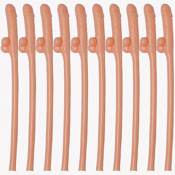 KIT COM 10 CANUDOS EM FORMATO DE PENIS