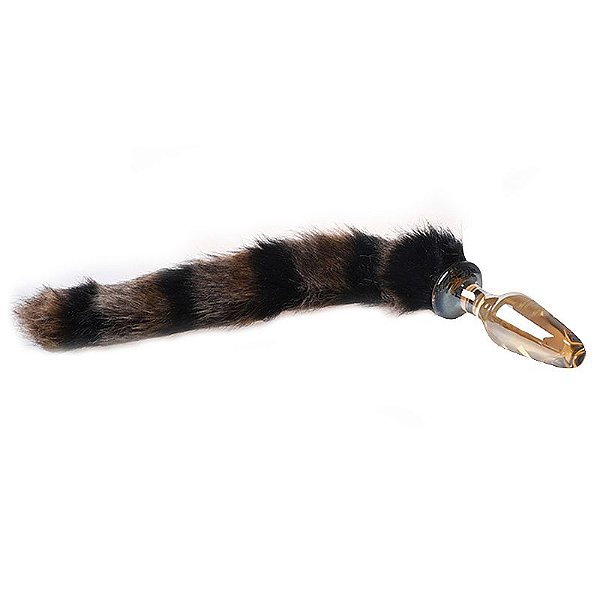 PLUG ANAL DE VIDRO COM RABO DE RAPOSA 34cm - 11,2 x 3,9cm