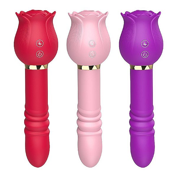 VIBRADOR DE PONTO G E CLITORIANO ROSA COM PULSAÇÃO E VAI E VEM
