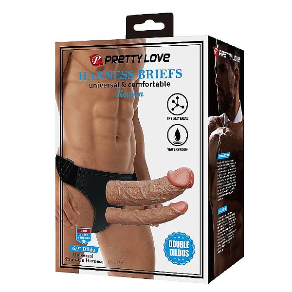 CAPA PENIANA COM CINTA E PRÓTESE DUPLA 17,5x4,2cm KEAVEN