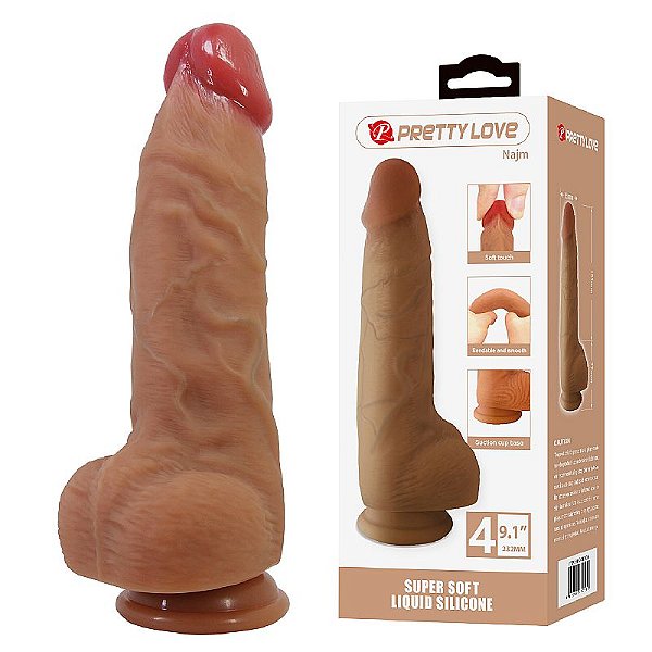 PRÓTESE REALISTÍCO COM VENTOSA E SILICONE LIQUÍDO NAJM 23,2x5,5cm