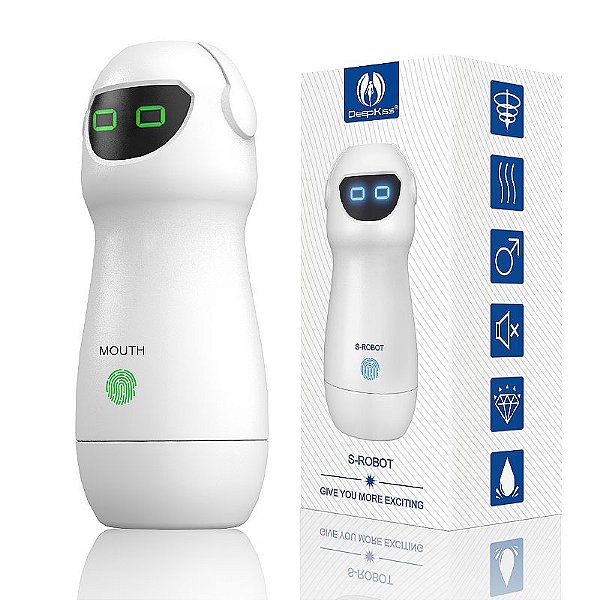 MASTURBADOR FORMATO DE LANTERNA COM BOCA, VIBRAÇÃO E VOZ S-ROBOT