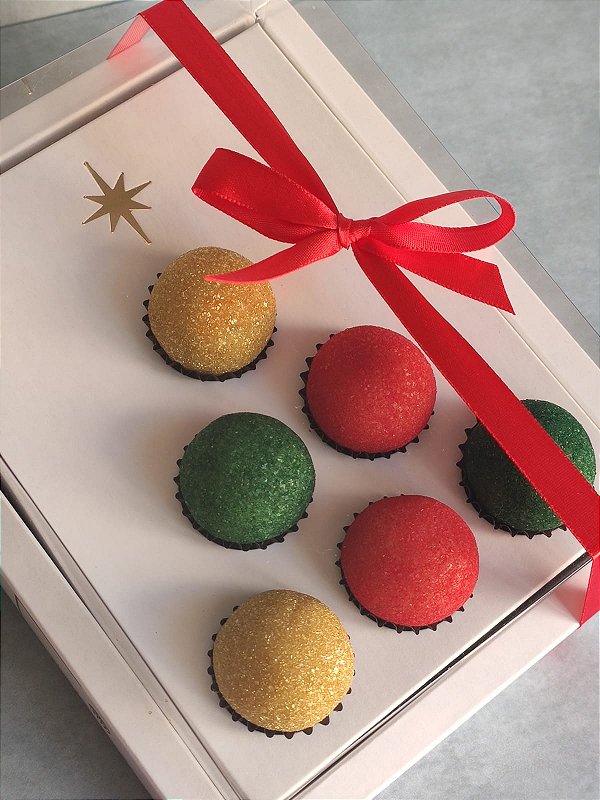 Caixa borda moldura modelo natal com tampa em acetato para  6 doces - 10 unidades