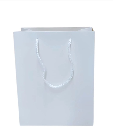 Sacola branca em papel cartão com alça de nylon - 10 unidades - 14X15X6