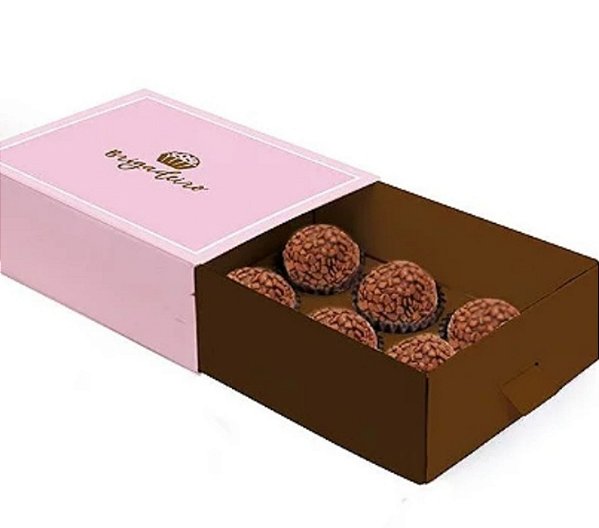 Caixa Luva com puxador para 6 doces Rosa 13x9x4,5cm - 10 unidades
