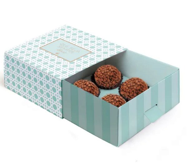 Caixa Luva com puxador para 4 doces PAGLIA VERDE 9x9x4,5 PT C/10 UN