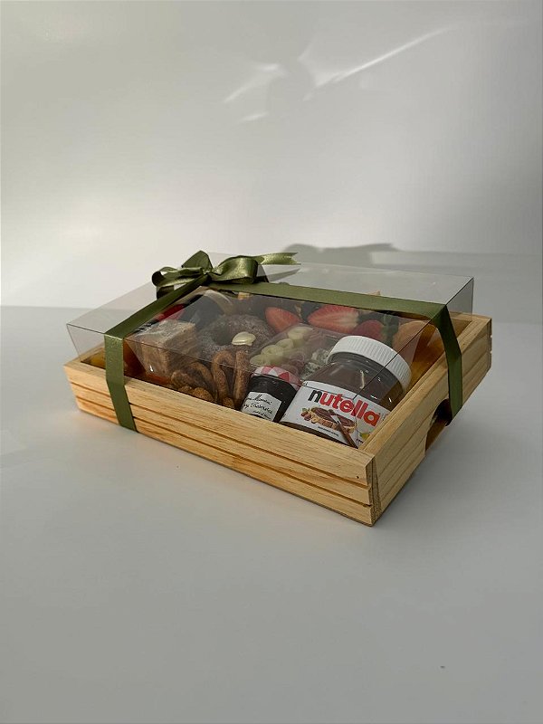 Caixa pinus com tampa em acetato - medida 30x20x08cm - 5 unidades