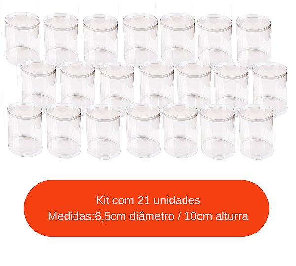 Tubo transparente em acetato  com tampa interna 6,5x10cm  - 21 unidades