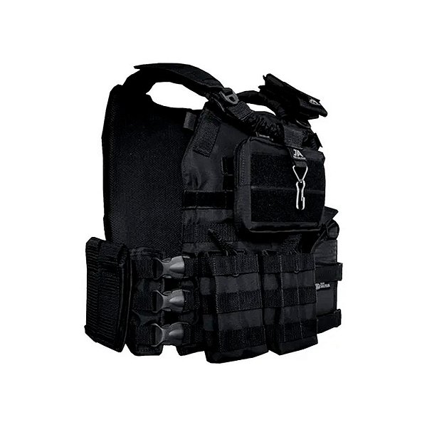 Colete Plate Carrier f Engate +8 Acessorios Preto