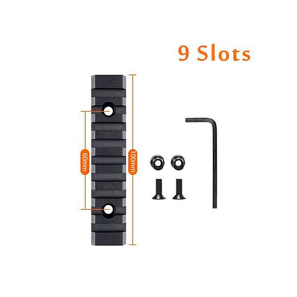 Trilho Metal 9(10cm) Slots Preto p/ Keymod