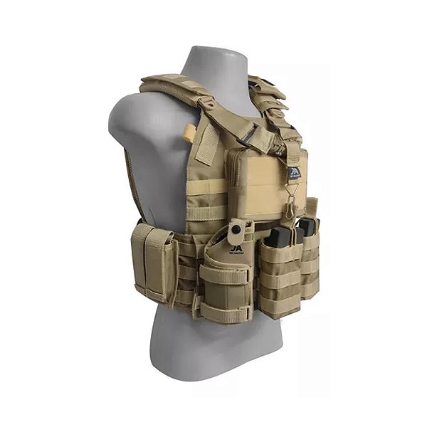 Colete Plate Carrier f Contato +8 Acessorios TAN