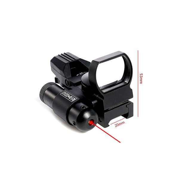 Red Dot mod Tasco 1x32 p/ trilho 22mm Com Laser - Preto