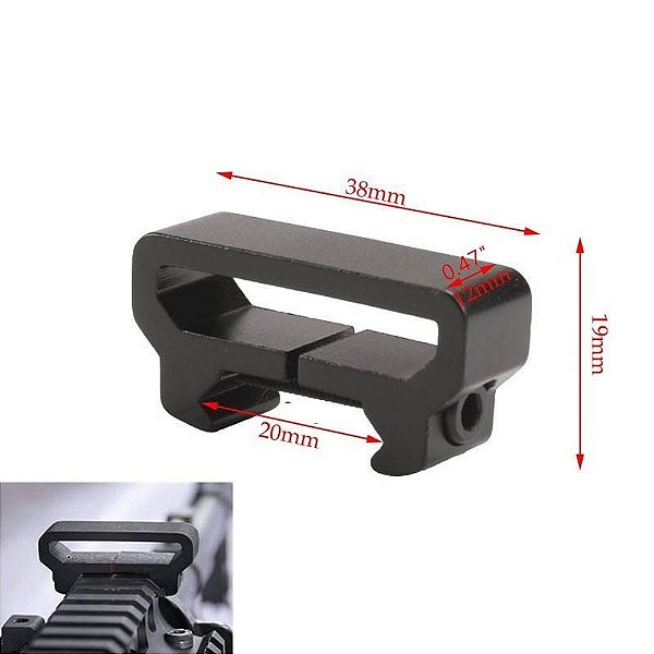 Zarelho Fixo Retangular p/ Trilho 22mm - PRETO