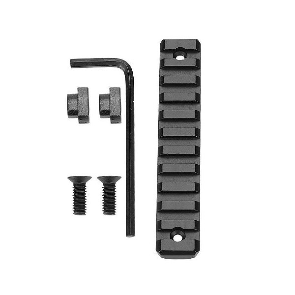 Trilho Metal 11(12cm) Slots Preto p/ M-Lock