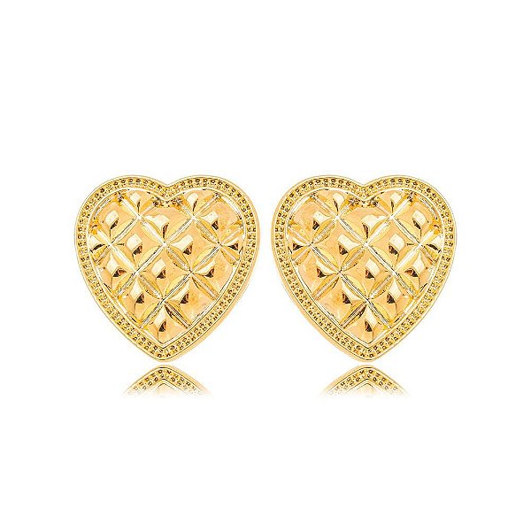 Brinco Coração Matelado Dourado
