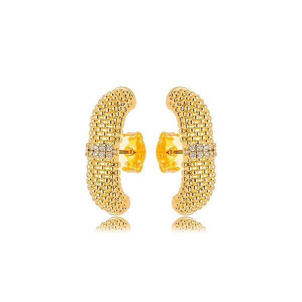Ear Hook Pâmela Cravejado Dourado