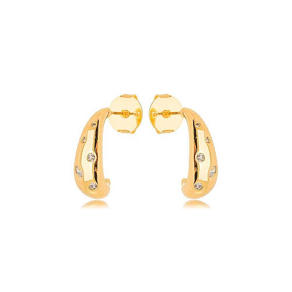 Brinco Luiza Zircônia Dourado
