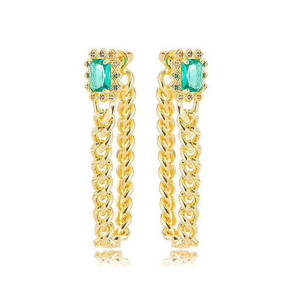 Ear Jacket Corrente Turmalina Dourado