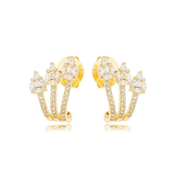 Ear Hook Rebeca Cravejado Dourado
