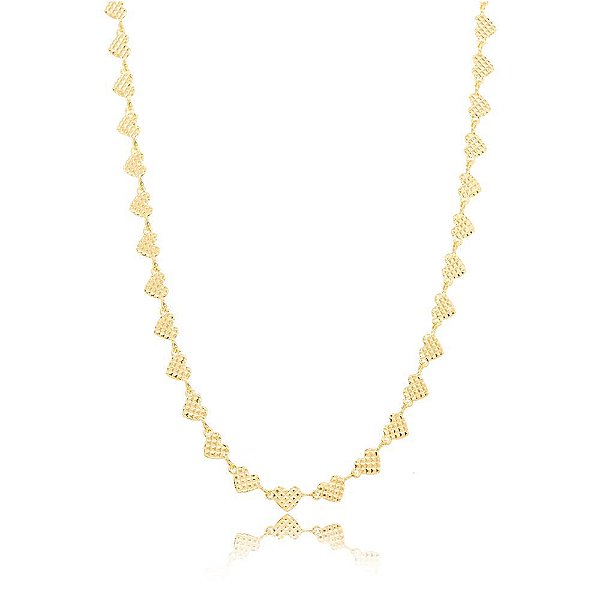 Choker Coração Texturizado Dourada