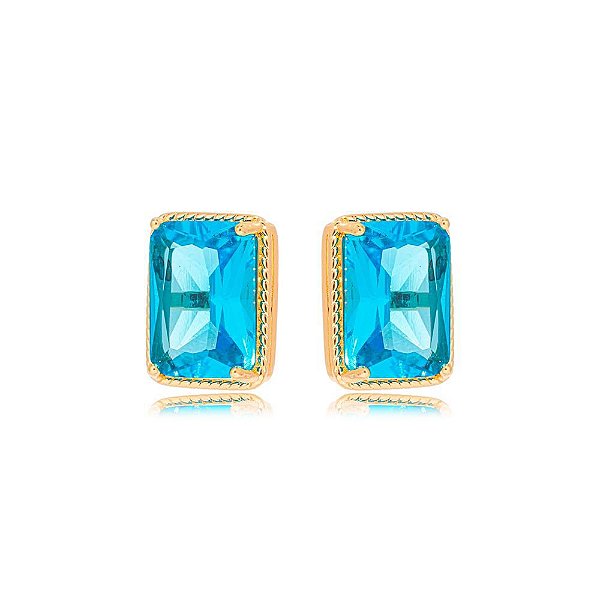 Brinco Fernanda Quartzo azul Dourado
