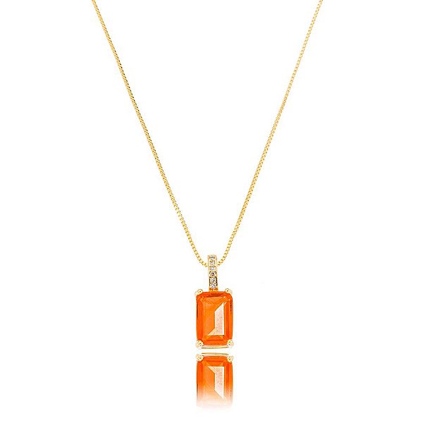 Colar Cristal Fusion Laranja Dourado
