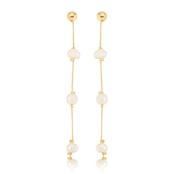 Ear Jacket Pérolas Barroca Dourado