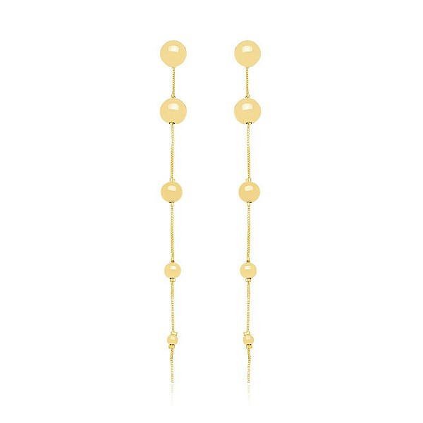 Brinco Fio Esferas Dourado
