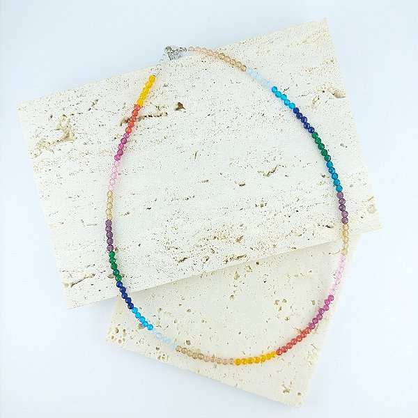 Choker Miçangas Colors Ródio