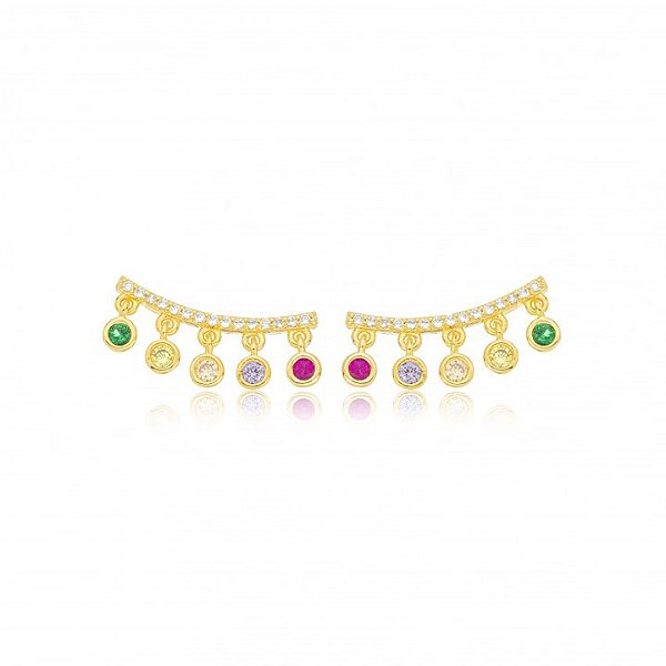 Ear Cuff Medalhas Colors Dourado