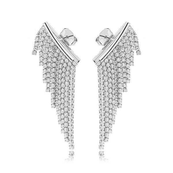 Ear Jacket Franja Cravejada Ródio